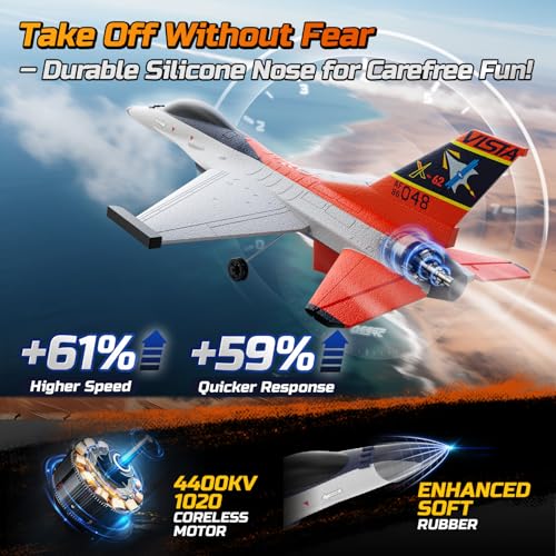 DEERC F-16 Style RC Airplane (X-62A Vista), 4-Channel Remote Control Jet with 6-axis Gyro Stabilizer EPP RTF Hobby Glider Aircraft Plane Easy to Fly for Adults Boys