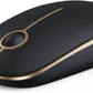 VssoPlor Wireless Mouse, 2.4G Slim Portable Computer Laptop Mouse with Nano Receiver Quiet Silent Optical Mice for Notebook, PC, Laptop, Computer-Black and Gold