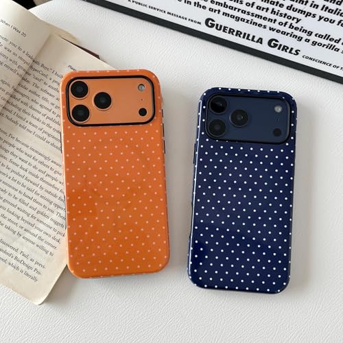 ZTOFERA Magnetic Case for iPhone 17 Pro, Compatible with Magsafe, Polka Dot Aesthetic Phone Case Cute for Girl Women, Hard PC+Soft TPU Protective Phone Cover for iPhone 17 Pro-Navy Blue