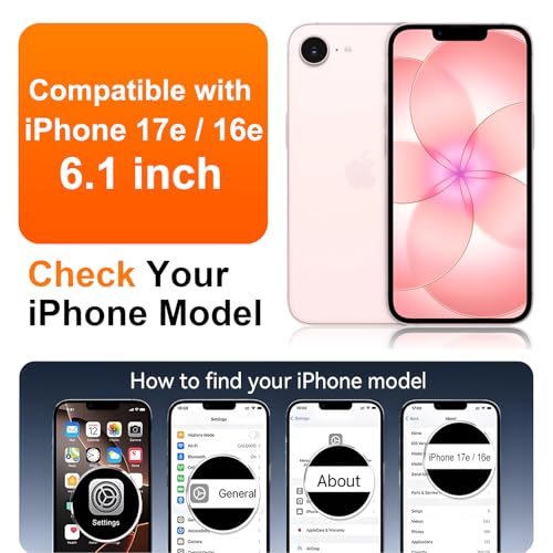 SPIDERCASE Magnetic for iPhone 17e Case for iPhone 16e Case, with [3 Stand Ways] [Military Grade Drop Protection] Invisible Stand Shockproof Slim Case for iPhone 17e/16e 6.1 inch, Clear
