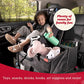 Lusso Gear Car Seat Organizer - Built-In Car Cup Holders & Mesh Pockets - Foldable Back Seat Organizer with Handles - Kids Road Trip Essentials - 9 Compartments, Black Oxford