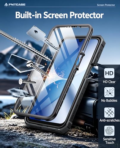 FNTCASE for Samsung Galaxy A17-5G Case: Military Grade Rugged Cell Phone Cover with Kickstand & Belt Clip Holster | Shockproof TPU Protection Bumper Matte Textured for Galaxy A17 Cases 6.7 inch -Black