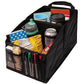 Lusso Gear Car Seat Organizer - Built-In Car Cup Holders & Mesh Pockets - Foldable Back Seat Organizer with Handles - Kids Road Trip Essentials - 9 Compartments, Black Oxford