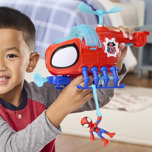 SPIDEY AND HIS AMAZING FRIENDS Marvel Team Spidey Copter, 3-Inch (7.6 CM) Action Figure & Toy Vehicle with Projectile, Super Hero Toys, Ages 3+
