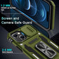 DEERLAMN Case for iPhone 15 with Slide Camera Cover + Screen Protector (2 Packs), Rotated Ring Kickstand Military Grade Shockproof Protective Cover-Olive Green