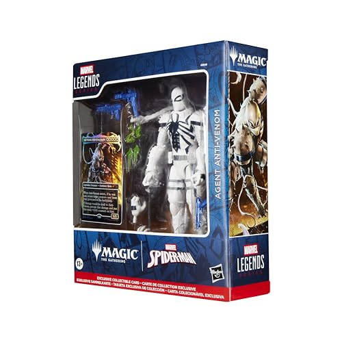 Marvel Legends Series Magic: The Gathering Agent Anti-Venom, Spider-Man Action Figure plus Exclusive Foil Trading Card, Red and Black