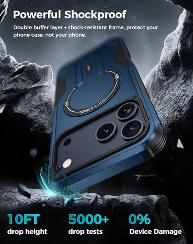 Goton for iPhone 17 Pro Case with Privacy Tempered Glass Screen Protector & Camera Lens Protector, Compatible with MagSafe, Invisible Kickstand, Shockproof Phone Cover, Blue