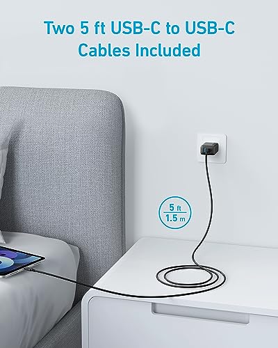 Anker iPhone Charger, 2-Pack 20W Fast USB C Charger Block, Type C Charger Fast Charging for iPhone 17/17 Pro Max/16 Series/iPad Pro and More (Black, 2 Pack & 2 Cable)