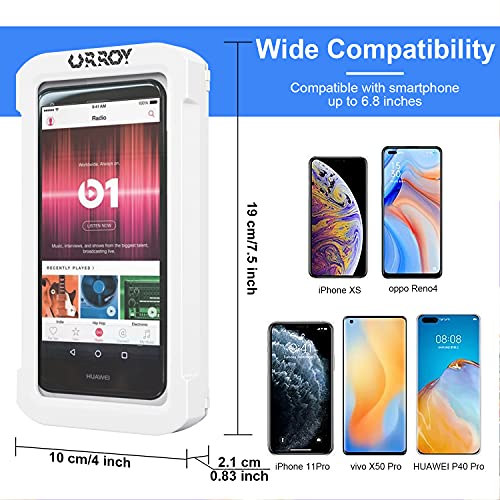 URROY Shower Phone Holder Waterproof, 360° Rotation Shower Phone Case, Anti-Fog High Sensitivity Universal Cover Mount Stand for Bathroom Wall Mirror Bathtub Kitchen, Gift for Men Women