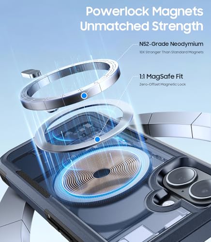 Magnetic for iPhone 17 Case Rugged Dual-Layer Shockproof Blue | Military-Grade Heavy Duty Protection, Fit for Magsafe, Matte Finish Scratch Resistant Anti-Fingerprint, Anti-Slip Phone Cover