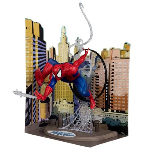 McFarlane Toys - Marvel Spider-Man 1:6th Scale Posed Figure with Scene & Comic (Based on The Amazing Spider-Man #301) | Backdrop scene, comic