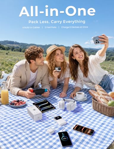 Power Bank, 22.5 W 15000 mAh Mini Power Bank, Fast Charging USB-C Portable Charger, PD 3.0 QC 3.0 External Mobile Phone Batteries, 6 Outputs & 3 Inputs, Compatible with iPhone, Tablet and More