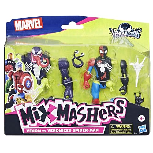 Spider-Man MixMashers Marvel Venom Vs Venomized, Pack of 2 Customisable Figures with Accessories, Purple, Red