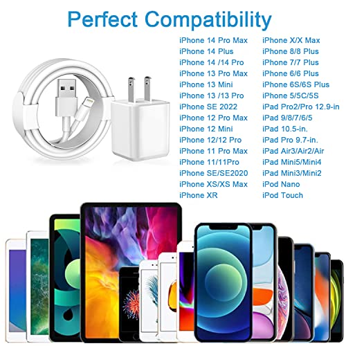 [Apple MFi Certified] iPhone Charger, 2Pack Lightning Cable Apple Charging Cords &Fast Quick USB Wall Charger Travel Block Plug Adapter for iPhone 14/13/12/11 Pro/11/X/XS MAX/XR/8/7/6s/6 Plus/AirPods
