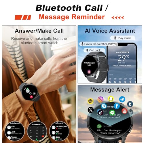 Smart Watch for Men Women Fitness: Make Answer Call Running Digital Mens Watches Waterproof Smartwatch Android Phone iPhone Samsung Compatible Step Pedometer Tracker Heart Rate Sleep SpO2 Monitor
