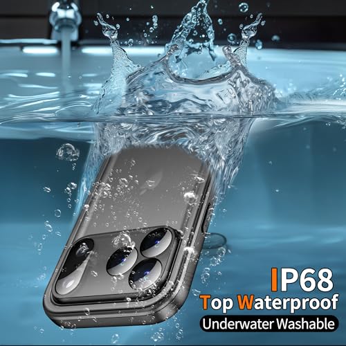 Cozycase TOP Military Protective IP68 Waterproof Case for iPhone 17 Pro Heavy Duty 360 Shockproof Full Body with Screen Camera Protector Double Dustproof Hard Tough 17Pro Front Back Cover Black