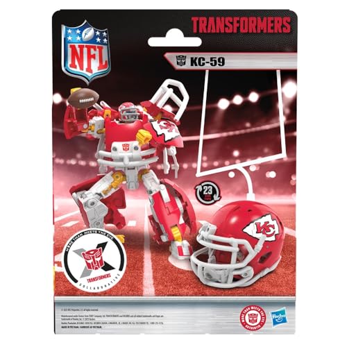 Transformers NFL Kansas City Chiefs KC-59, 5.5-Inch Action Figure Changes from Robot to Helmet, Football Toys for Ages 8+