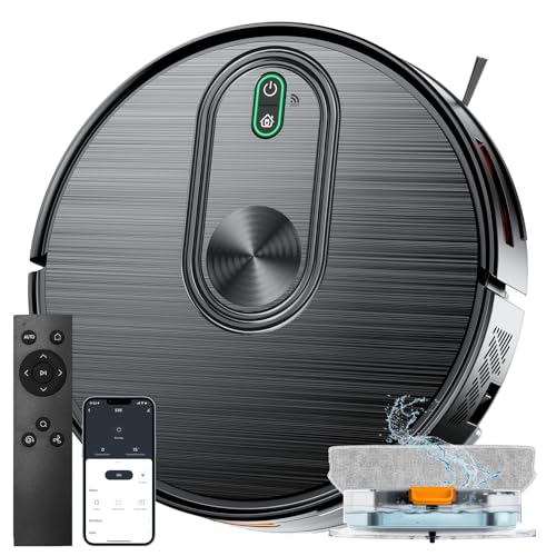 Robot Vacuum and Mop, 6500Pa Suction, 2 in 1 Robotic Vacuum with Gyro Inertial Navigation, 200 Min Runtime, App/Remote/Voice Control, Ideal for Pet Hair, Hard Floor, Carpet