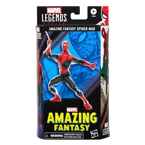Spider-Man Marvel Legends Series 60th Anniversary Amazing Fantasy 6-inch Classic Comics Action Figures for 4+ Years, 9 Accessories | Marvel Legends Spider-Man 6 Inch Action Figure - Amazing Fantasy Spider-Man