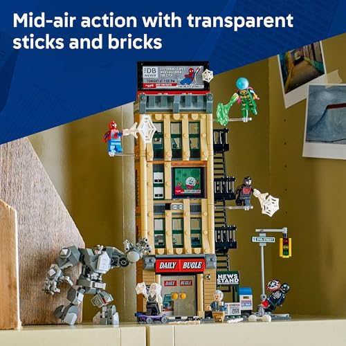 LEGO Marvel Spider-Man vs. Mysterio: The Daily Bugle Building Toy - Pretend Play Set with 7 Minifigures & Rhino Mech - Super Hero Toy for Boys & Girls, Ages 10+ - Gift Idea for Birthdays - 76342