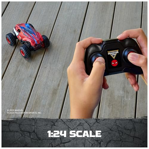 Monster Jam Marvel Spider-Man RC Monster Truck 1:24 Scale Vehicle | Includes 1 RC Truck & Controller, Race in Heroic Adventures, Easy to Drive for Imaginative Play, Toys for Ages 4 and Up