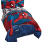 Marvel Spiderman Twin Comforter Set 4 Piece Kids Bedding for Boys, Multi | Bed in a Bag, Comforter Sheets Pillowcase, Official Product, Soft Microfiber, Machine Washable, Easy Care, Boys Gift
