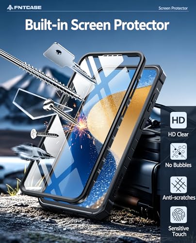 FNTCASE for Samsung Galaxy S25-FE Case: Military Grade Rugged Cell Phone Cover with Kickstand & Belt-Clip Holster | Shockproof Protection Bumper Matte Textured for Galaxy S25 FE Cases 6.7inch - Black