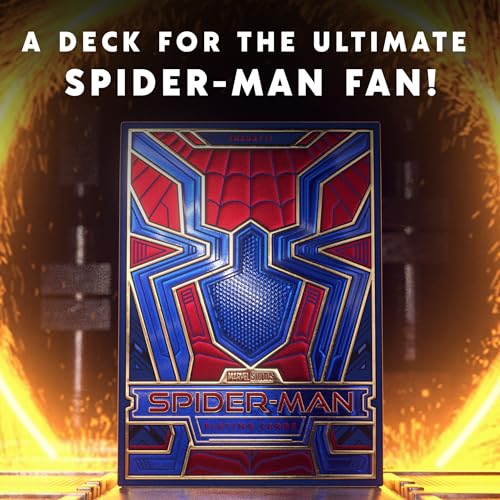 theory11 Spiderman Playing Cards – Blue Red Gold Web-Suit Poker Deck with Custom Movie Artwork, Magic, Cardistry, Game Night Gift for Marvel Fans, Card Collectors, Magicians, Players & Adults