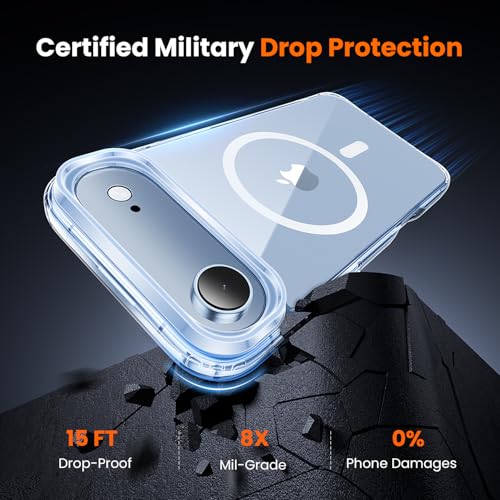 toushion 3 in 1 for iPhone Air Case Clear,Fits MagSafe, Not Yellowing, Screen Protector*1 Camera Lens Protector*1, Military-Grade Protection for Phone Cover 6.5 inch