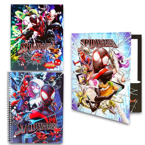 Spiderman School Supplies for Boys Bundle w Notebook, Folder, Pencils, More | 11Pc Spider Man Back to School Essentials, Elementary Classroom Must Haves for Stationery, Organization Plus Stickers, More