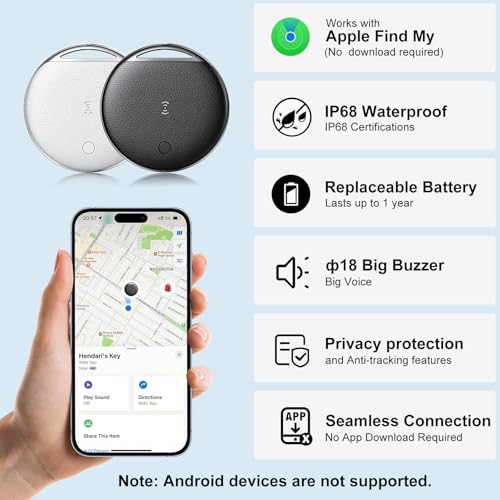 Air Tracker Tags-4 Pack, Smart Tag Work Compatible with Apple Find My (iOS Only), Bluetooth Tag Item Finders IP68 Waterproof Replaceable Battery for Wallet, Luggage, Backpack, Key