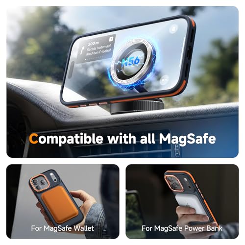 Magnetic 3 in 1 for iPhone 17 Pro Case, [Omni-Directional Protection] with 1x Screen Protector + 1x Camera Cover, [Seamless Work with Magsafe] Shockproof Slim Thin Case for iPhone 17 Pro Cosmic Orange