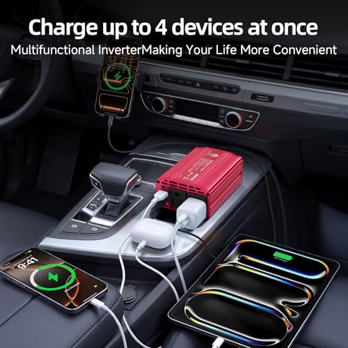 BESTEK 400W Car Power Inverter for Vehicles – DC 12v to AC 110v Car Plug Adapter Outlet with PD 30W USB-C &USB-A 3.0 Fast Charging, Car Charger Cigarette Lighter Adapter for Laptop, Road Trip, Camping