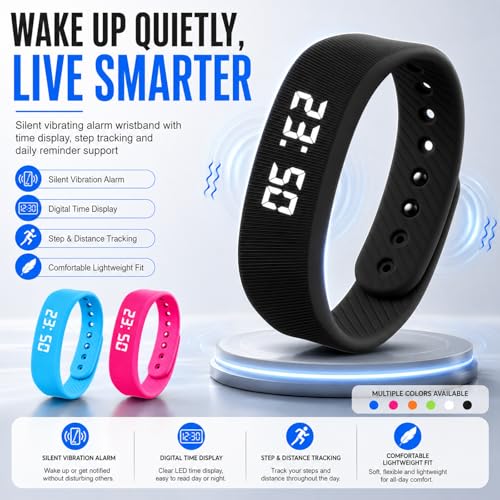 Alarm Clock Smart Watch Bracelets for Mens Digital Heavy Sleepers Vibrating Wristband Sleeps Wrist Womens Tracker Vibro Onyx Vibration Silent Small Distance Teens Shock Despertador Band Alert