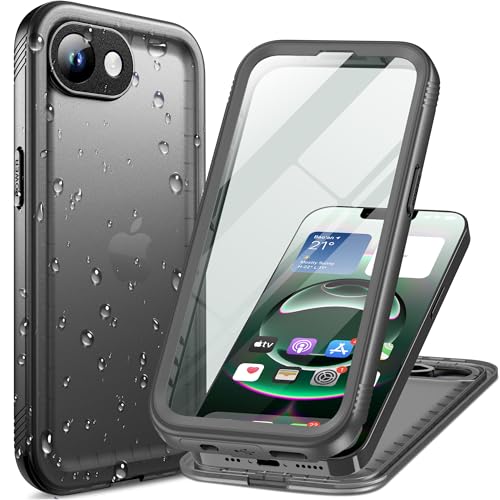 Cozycase TOP Military Protective IP68 Waterproof Case for iPhone 16e/iPhone 17e Heavy Duty 360 Shockproof Full Body with Screen Camera Protector Double Dustproof Hard Tough Front Back Cover Black