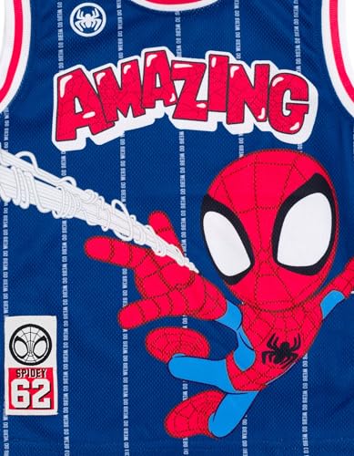 Marvel Boys' 2-Piece Basketball Jersey and Shorts Set Toddler to Big Kid | 2-Piece Coordinated Set, Breathable Mesh Fabric, Comfortable Elastic Waistband, Pull-On Style