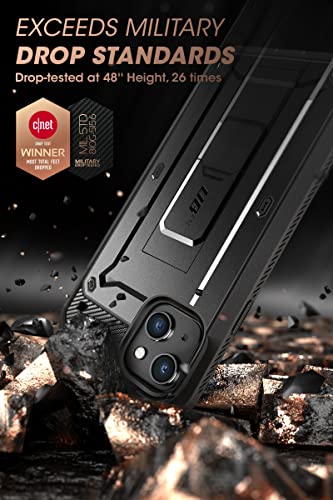 SUPCASE for iPhone 14 Case with Stand & Belt-Clip (Unicorn Beetle Pro), [Built-in Screen Protector] [Military-Grade Drop Protection] Heavy Duty Rugged Phone Case for iPhone 14 / iPhone 13, Black