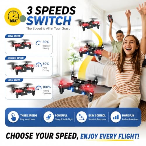 Holy Stone HS190 Foldable Mini Nano RC Drone for Kids Gift Portable Pocket Quadcopter with Altitude Hold 3D Flips and Headless Mode Easy to Fly for Beginners