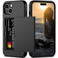 Nvollnoe Compatible with iPhone 15 Case with Card Holder Heavy Duty Protective Dual Layer Shockproof Hidden Card Slot Slim Wallet Phone Cover for Women&Men 6.1 inch(Black)