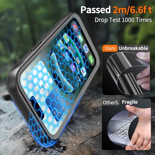 Cozycase TOP Military Protective IP68 Waterproof Case for iPhone 16e/iPhone 17e Heavy Duty 360 Shockproof Full Body with Screen Camera Protector Double Dustproof Hard Tough Front Back Cover Black