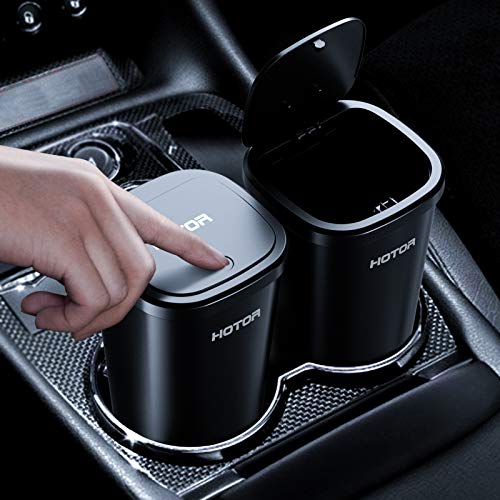 HOTOR Car Trash Can, Car Trash Cup with 30 Additional Trash Bags for Exclusive Using, Multipurpose Trash Can for Car, Office & Home to Meet Various Needs - 2 Packs, Black