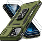 DEERLAMN Case for iPhone 15 with Slide Camera Cover + Screen Protector (2 Packs), Rotated Ring Kickstand Military Grade Shockproof Protective Cover-Olive Green
