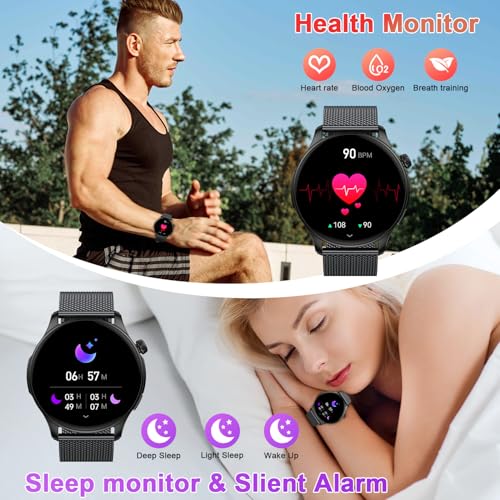 Smart Watch for Men Women Fitness: Make Answer Call Running Digital Mens Watches Waterproof Smartwatch Android Phone iPhone Samsung Compatible Step Pedometer Tracker Heart Rate Sleep SpO2 Monitor