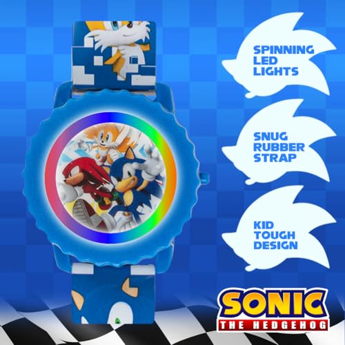 Sonic The Hedgehog Kids Digital Watch – Flashing LED Light-Up Display, Easy-to-Read Time, Adjustable Strap, and Sonic Character Design – Fits Wrists from 5.5" to 8"