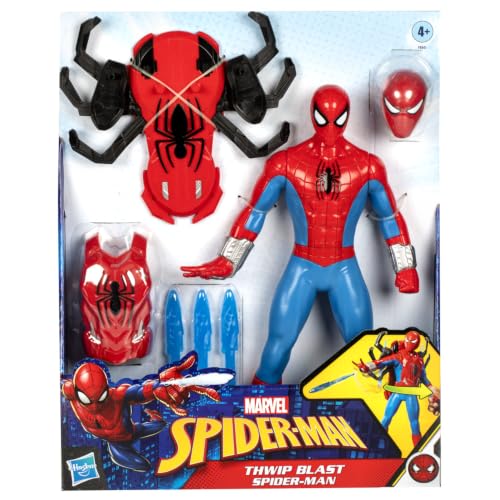 Marvel Spider-Man Thwip Blast Spider-Man Action Figure with Accessories, 11-Inch-Scale Super Hero Toys for Kids Ages 4 and Up