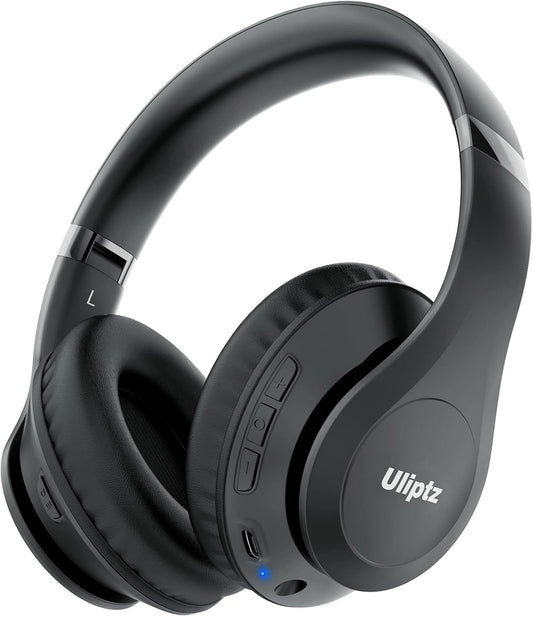 Uliptz Wireless Bluetooth Headphones, 65H Playtime, 6 EQ Sound Modes, HiFi Stereo Over Ear Headphones with Microphone, Foldable Lightweight Bluetooth 5.3 Headphone for Travel/Office/Cellphone/PC