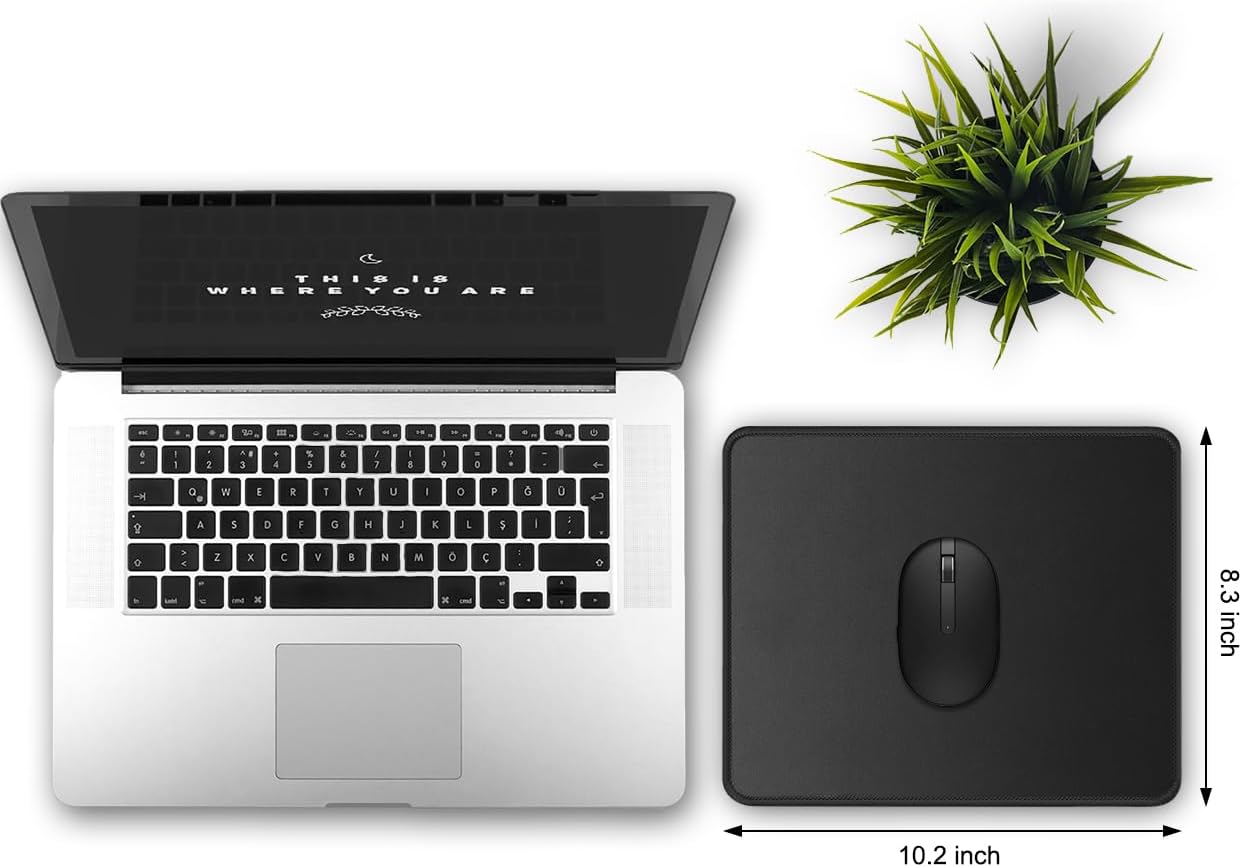 JIKIOU 3 Pack Mouse Pad with Stitched Edge, Comfortable Mouse Pads with Non-Slip Rubber Base, Washable Mousepads Bulk with Comfortable Cloth, Mouse Pads for Computers Laptop Mouse 10.2x8.3inch Black