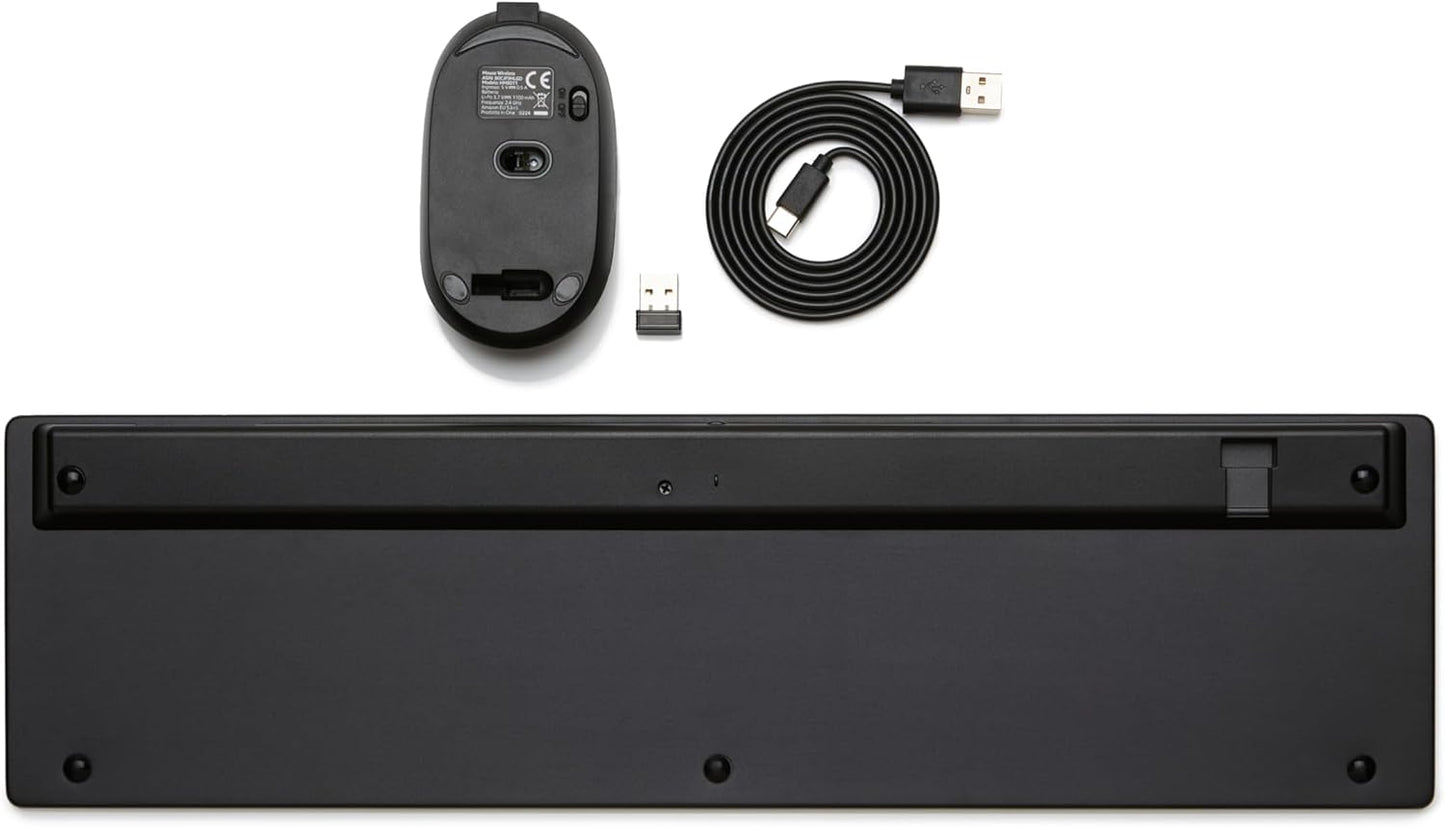 Ultra Premium Wireless Keyboard and Mouse Combo - Rechargeable, Ultra Slim Design, Quiet, Full Size, Number Pad, Unifying Receiver, Black