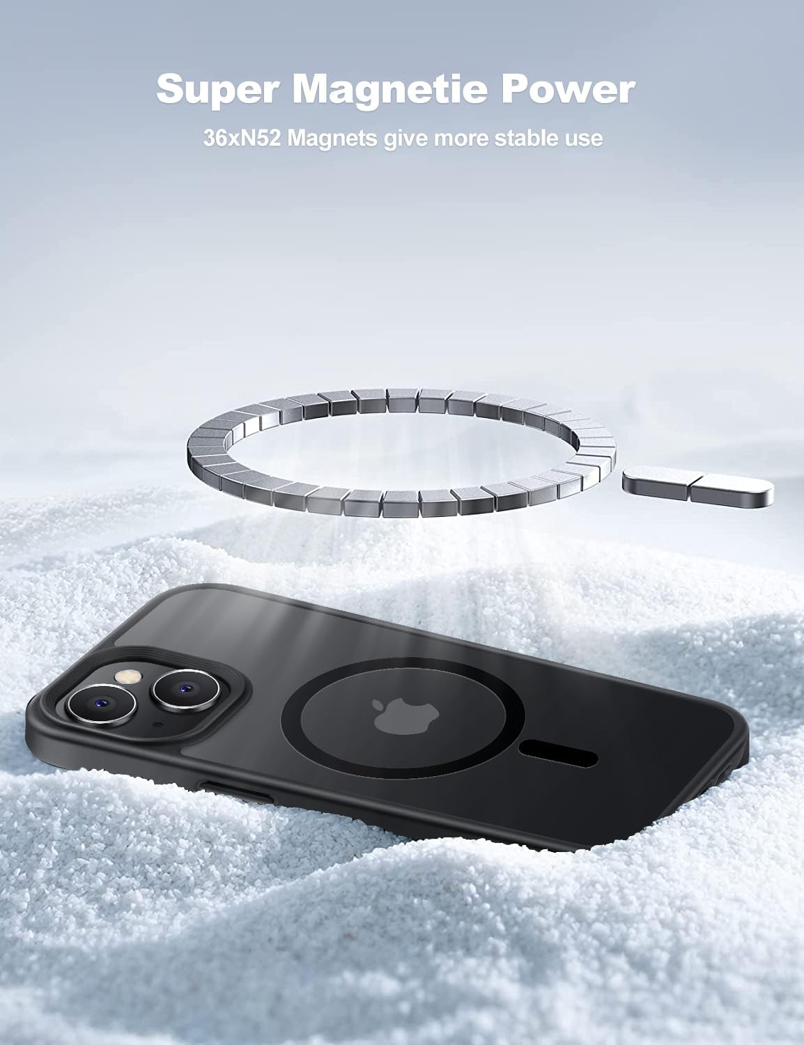 Tigowos Magnetic for iPhone 15 Case Drop Resistant Matte Skin Feeling Back Cover Shockproof Slim Fit for iPhone 15 Phone Case，Matte Black