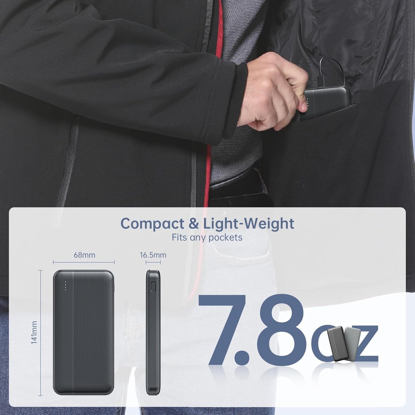 Heated Vest Battery Pack 5V 2A 10000mAh 2 Pack Power Bank Fits for DR.Prepare/KOVNLO/TIDEWE Electric Heating Jacket/Stadium Seat Cushion/Coat/Blanket External Portable Charger for iPhone, Tablet